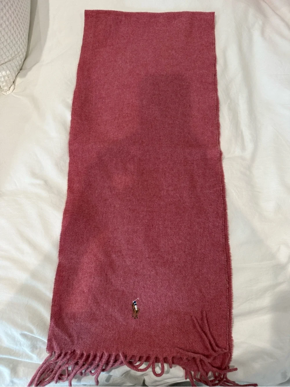 Polo by Ralph Lauren Rose Wool Fringe Scarf